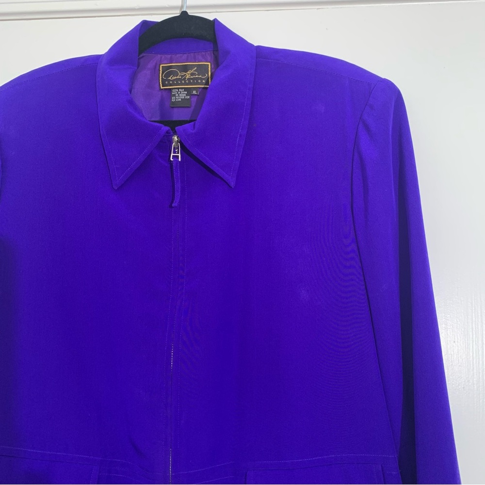 VTG Diane Gilman Collection UltraViolet Zip Up Shacket Collared Buttoned Pockets